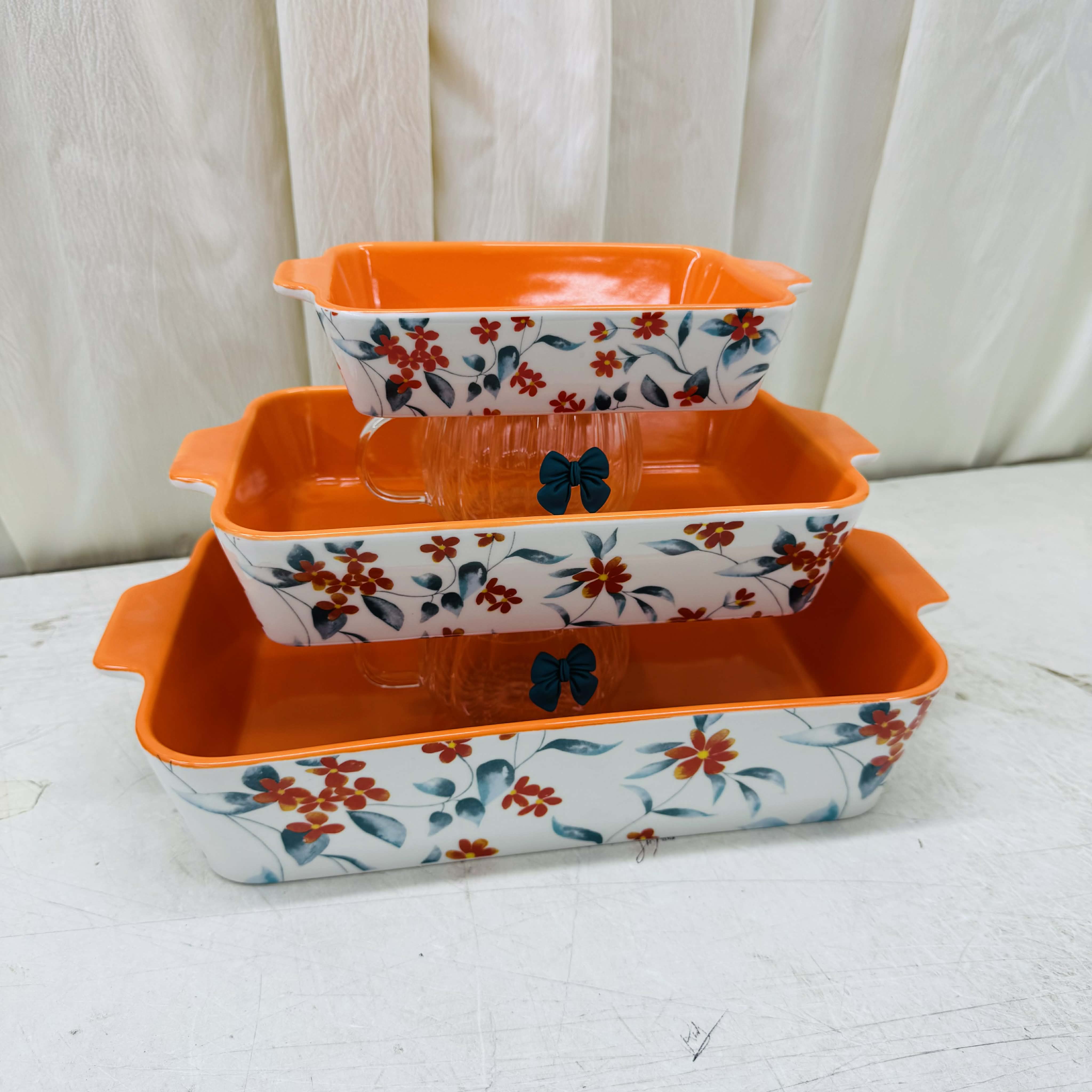 Floral Ceramic Bakeware and Serving set