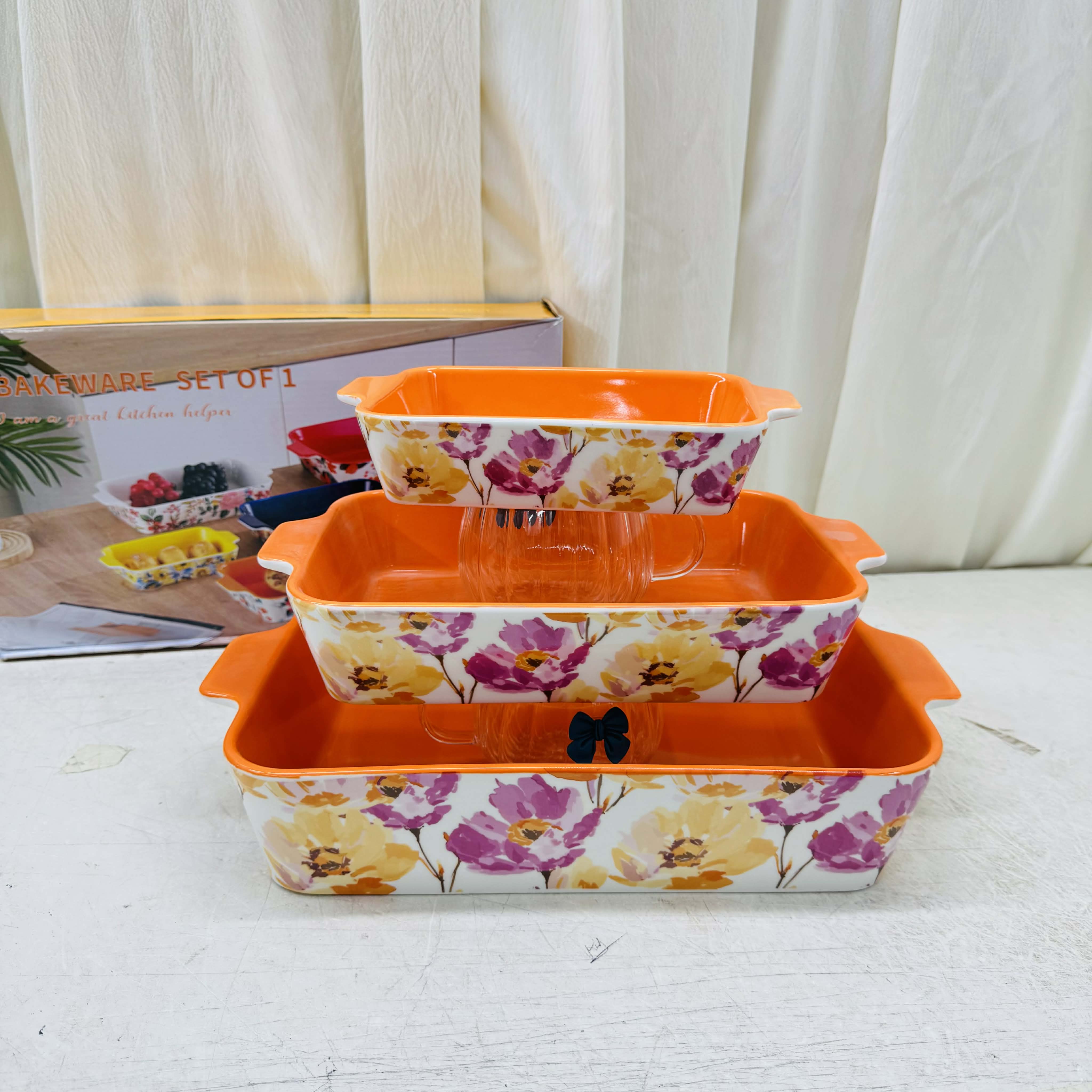 Floral Ceramic Bakeware and Serving set