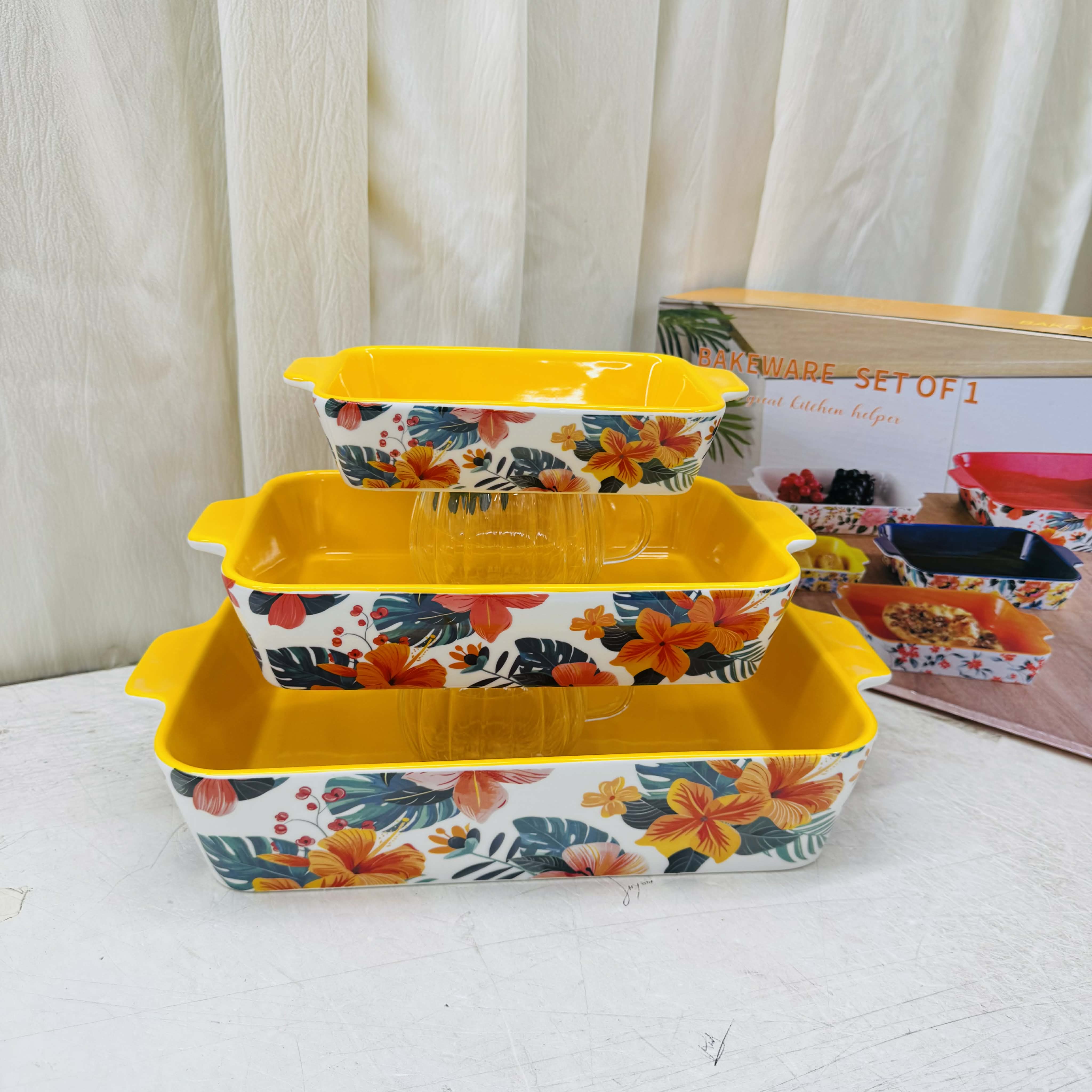 Floral Ceramic Bakeware and Serving set