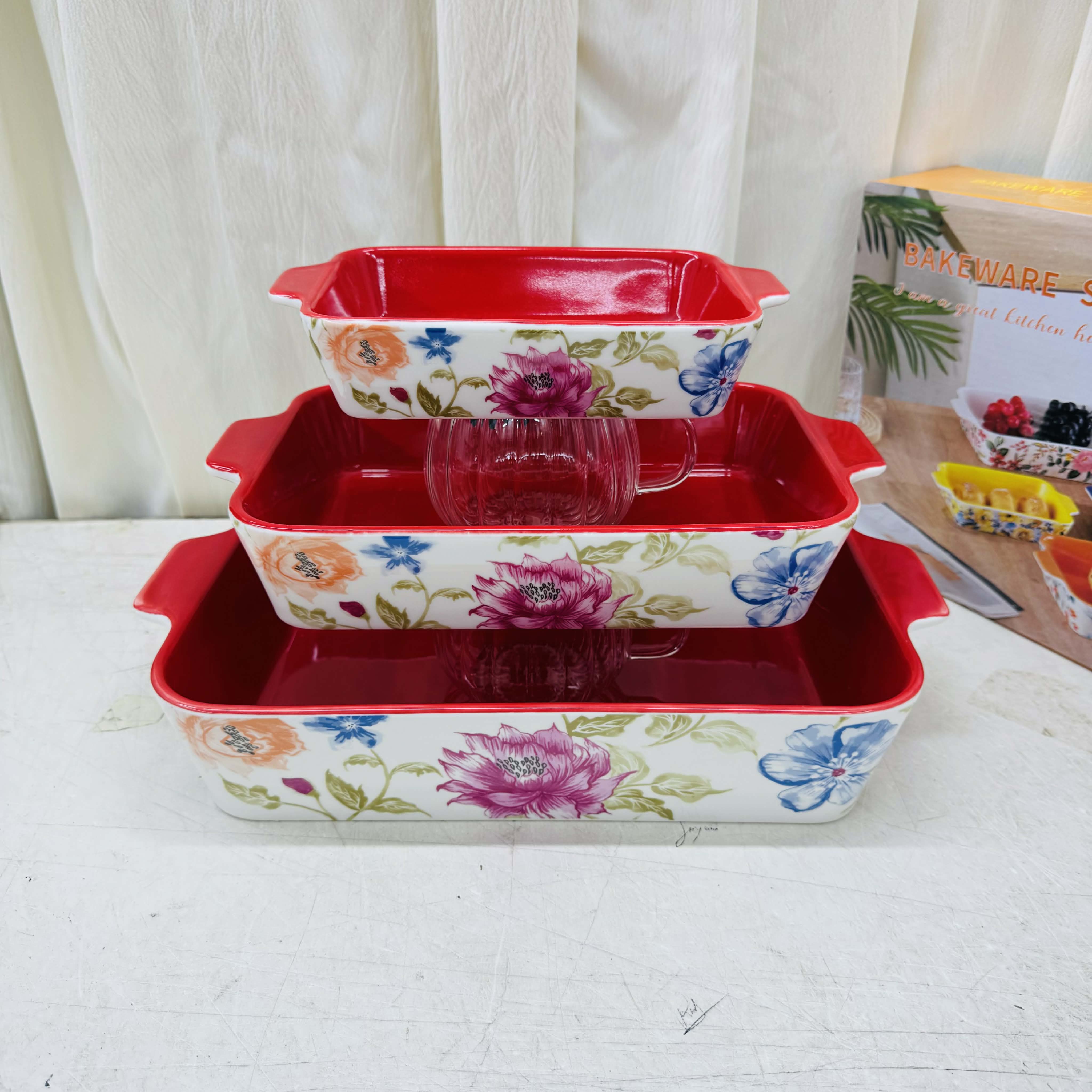 Floral Ceramic Bakeware and Serving set