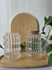 Premium Ripple Glass Jar – Where Style Meets Everyday Functionality ✨🥤🌊