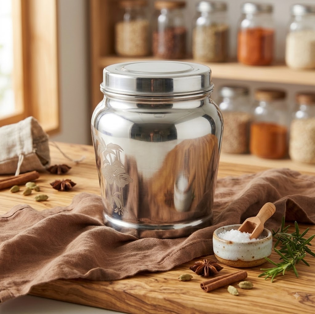 500ml 1pc Stainless Steel Indian Imported Household Kitchenware Storage Jar🌶️🥜🍪🌾