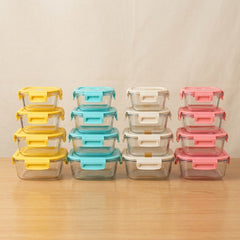 4 Pcs Square Oven Proof Glass Food Container Set 🔥🍱