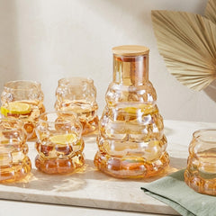 Elegant Golden Bubble Shape Borosilicate Glass Decanter Set with 6 Glasses 🍹🥂