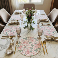 ROUND FLORAL PRINT TABLE MAT SET – 6 PCS 🌸
