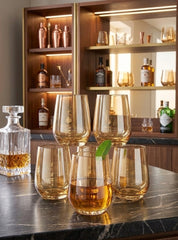 Elegant Amber-Tinted Stemless Wine Glasses 🍷🤎