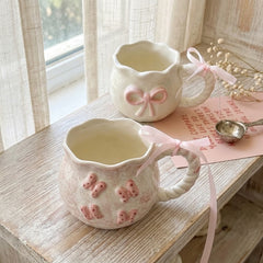 Cute Pink Bowed Handmade Ceramic Mug ☕💗