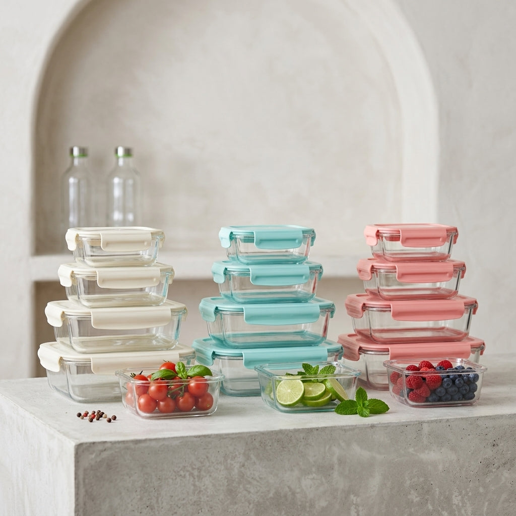 Oven-Proof Glass Food Storage &amp; Lunch Box Set – Smart Storage, Stylish Living! 🌸🌸🍱✨