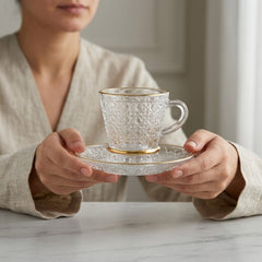 Turkish Style Premium Tea Cup Set – Elegant Golden Rim Design ✨☕