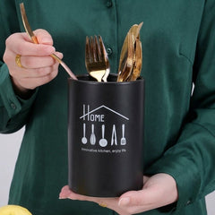 Premium Metal Cutlery &amp; Kitchen Utensil Holder ✨🖤🍽️