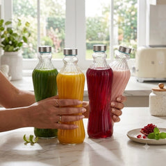 Imported Transparent Glass Bottle – Freshness Meets Modern Style 🍑🍹