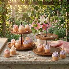 Imported Premium Dark Wooden 2-Tier Standing Serving Tray – Make Every Party & Family Gathering More Beautiful! 🍓 🥰