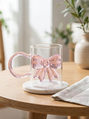 PINK BOW BOROSILICATE GLASS MUG