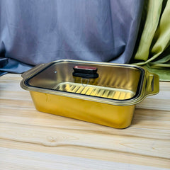 5 Liter Golden Color and Stainless Steel BakeDish With Glass lid