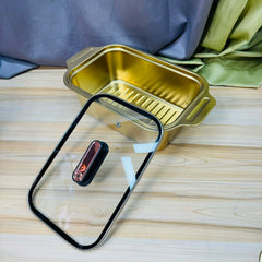 3 Liter Stainless Steel Golen color and SS Bake dish with Glass Lid