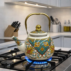 Vintage-Style Floral Enamel Tea Kettle – Timeless Beauty for Every Tea Moment ☕🌸✨