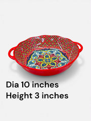 Turkey Ceramic Dinner Set 6pc Red print Dinner Serving  set Bohemian Style
