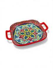 Bohemian style salad plate with double ear ceramic pasta dish, can be used for oven, microwave