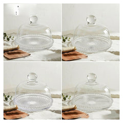 Glass Cake Stand with Matching Dome Lid &amp; Elegant Beaded Edge 💎🍰✨🤍
